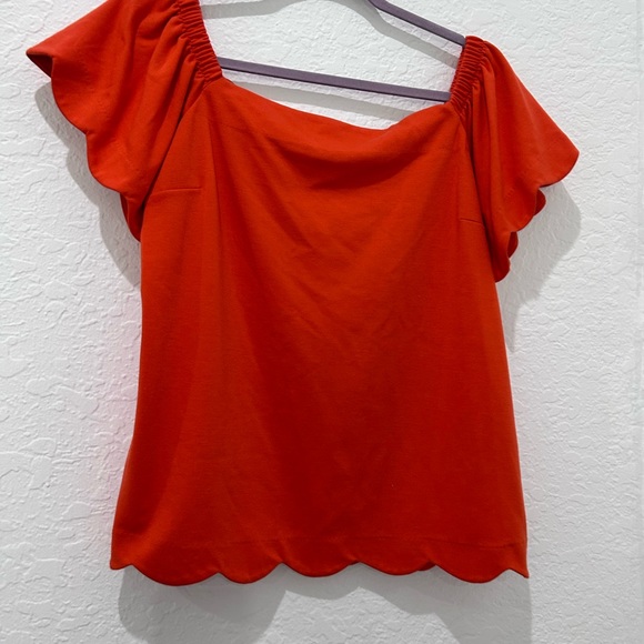 💥PRICE⬇️ BANANA REPUBLIC • Orange Scalloped Blouse • sz Med - Picture 3 of 9